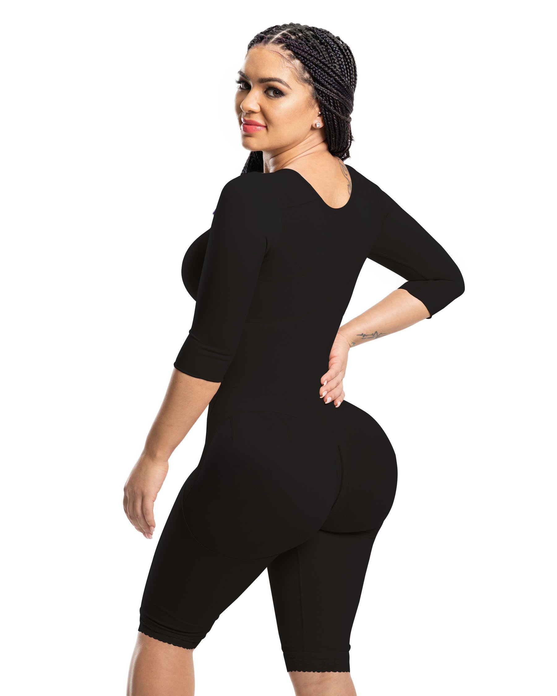 Post-Surgery Double Compression Garments Faja With Sleeves & Bra Tummy Control Shapewear Slimming Fajas Lace Body Shaper