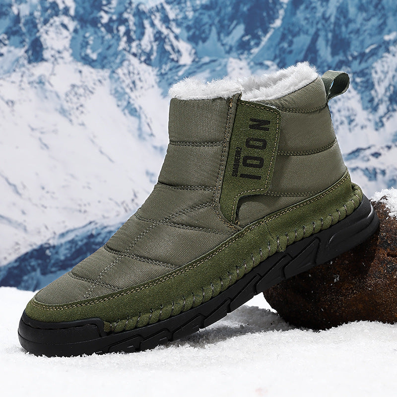 Plus-size Mens Snow Waterproof Non-slip Cotton Boots With A Warm