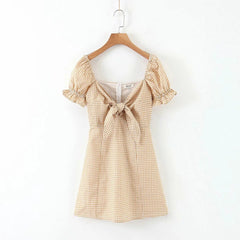 Vintage bow plaid dress