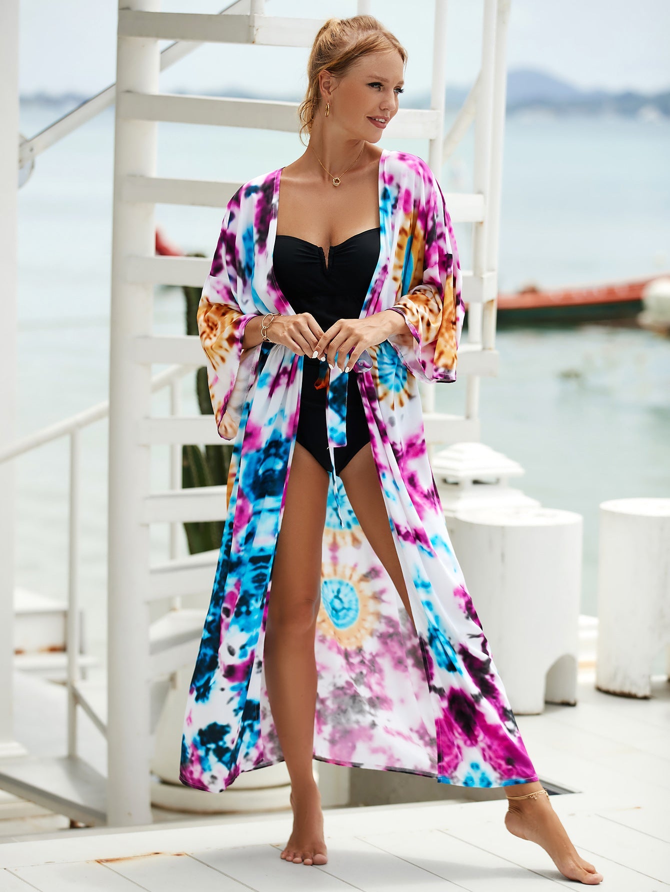 Rayon Printed Beach Sun Protection Outerwear Cover-up Women