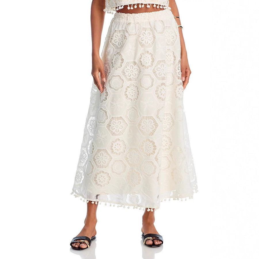 Literary Trends White Sleeveless Short Top Skirt Suit