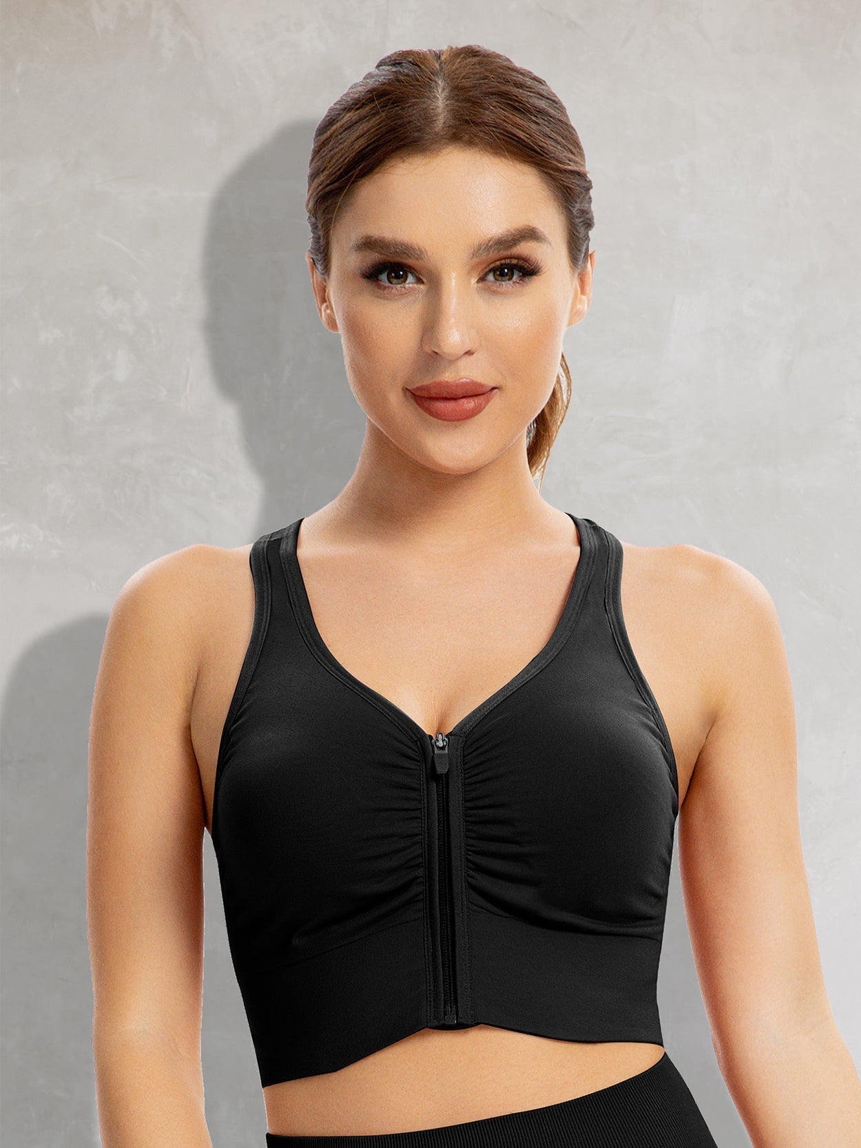 Zip Front Bra Padded Low Impact Wirefree