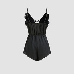 Style Camisole Homewear Jumpsuit Deep V-neck With Ruffles, Comfortable Top For Women