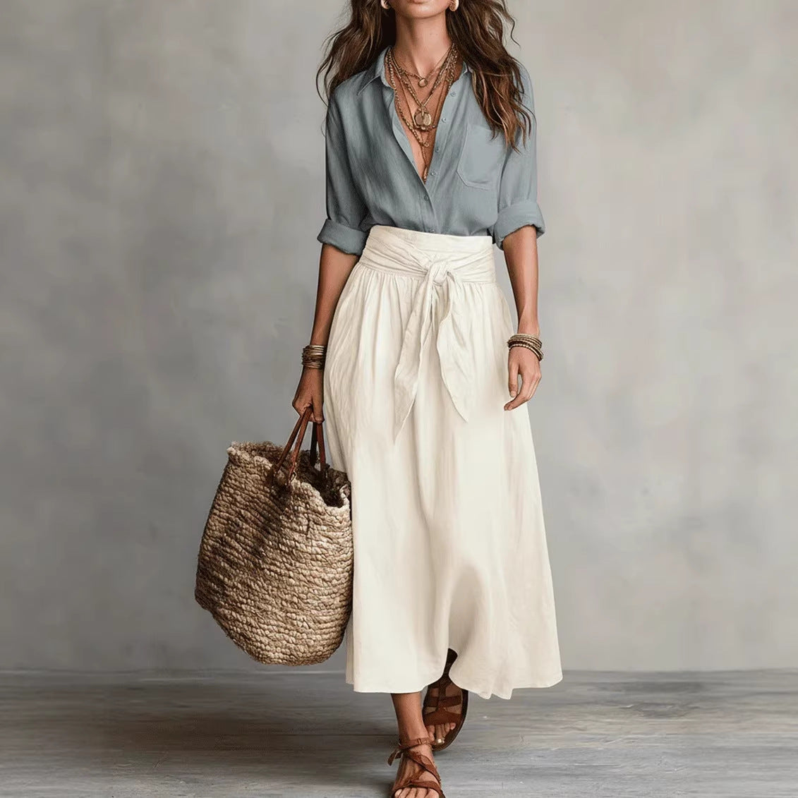 Casual Skirt And Shirt Two-Piece Set