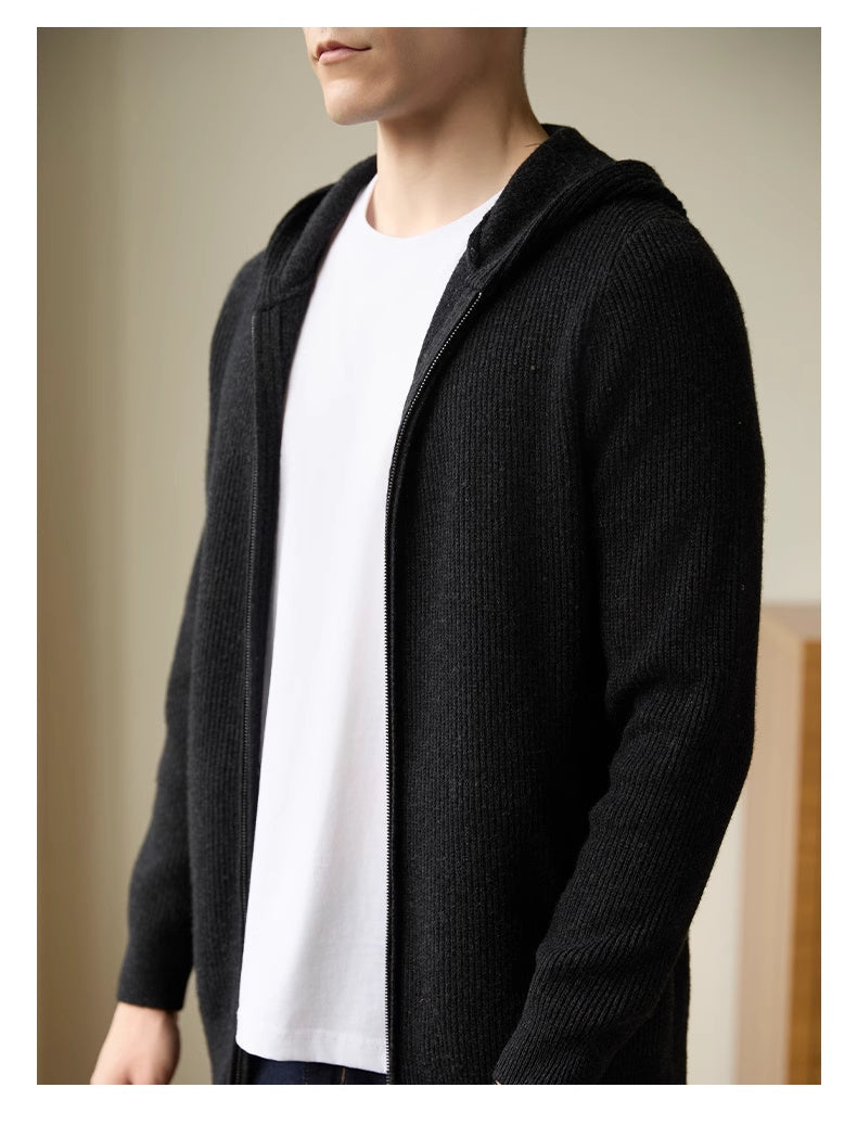 Men's 100 Pure Wool Hooded Cardigan And Sweaters
