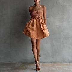 Solid-Colored Strapless Tube Dress