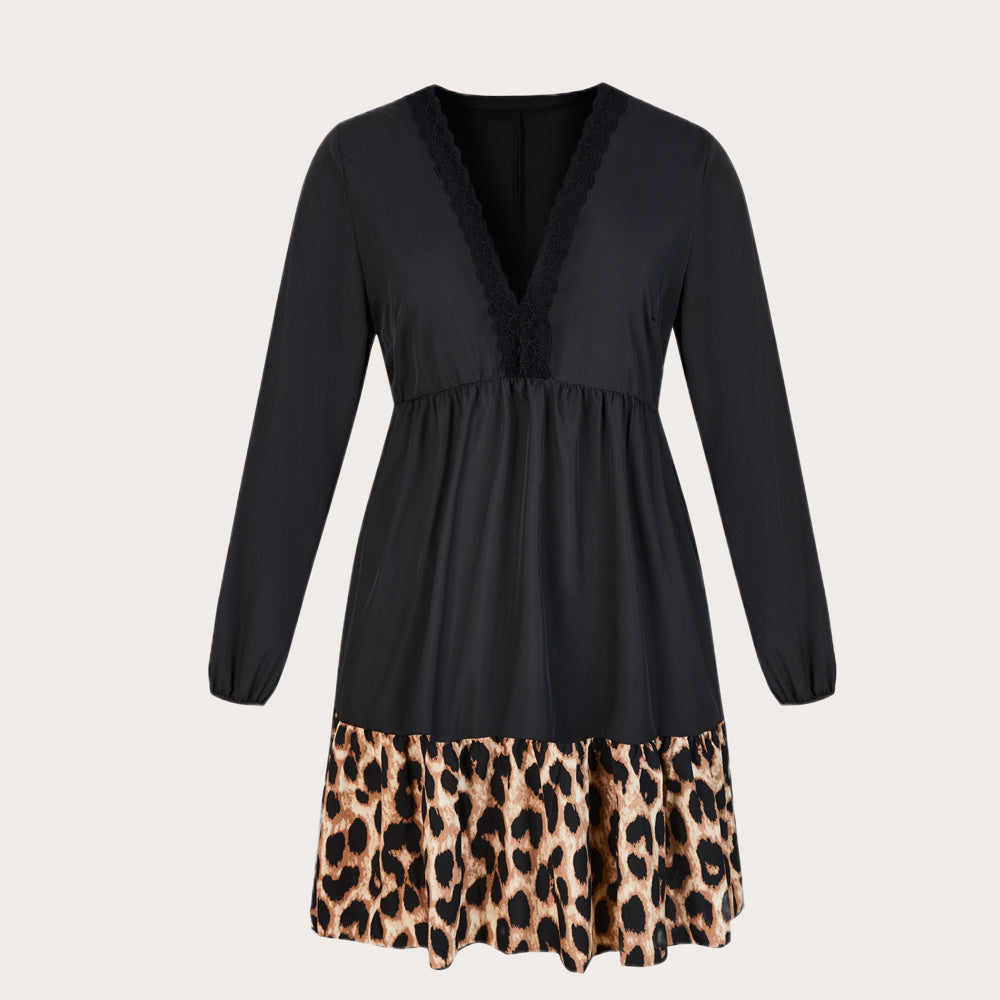 Plus Leopard Print Tunic Midi Shirt Dress