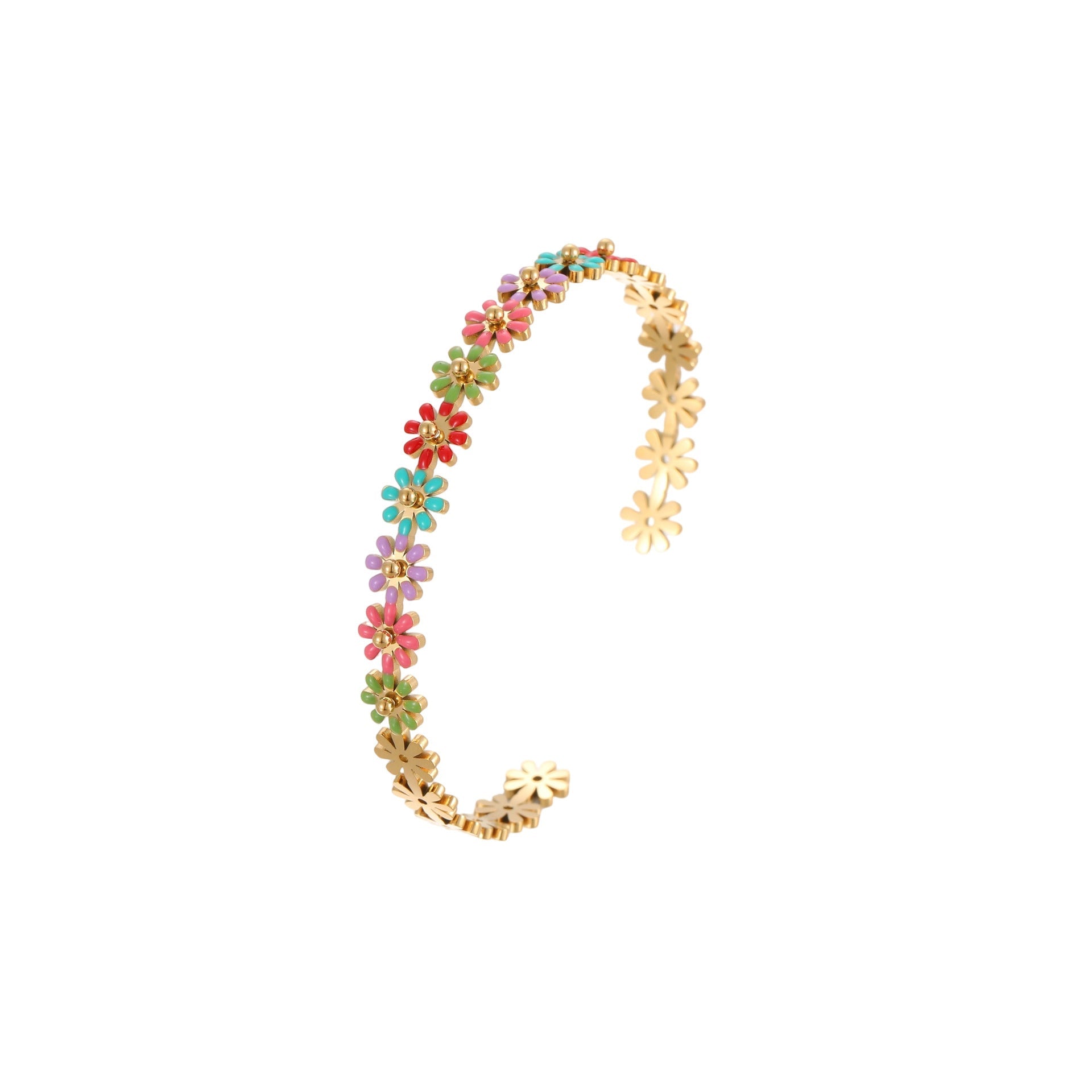 Ins Oil Dripping Color Flower Stainless Steel Bracelet