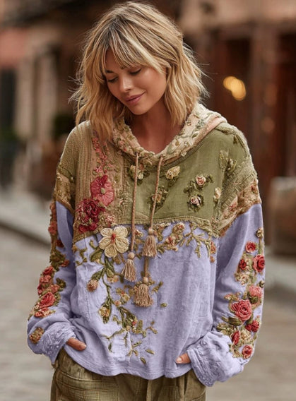 Long Sleeve Hooded Sweatshirt Pullover Loose Casual Top