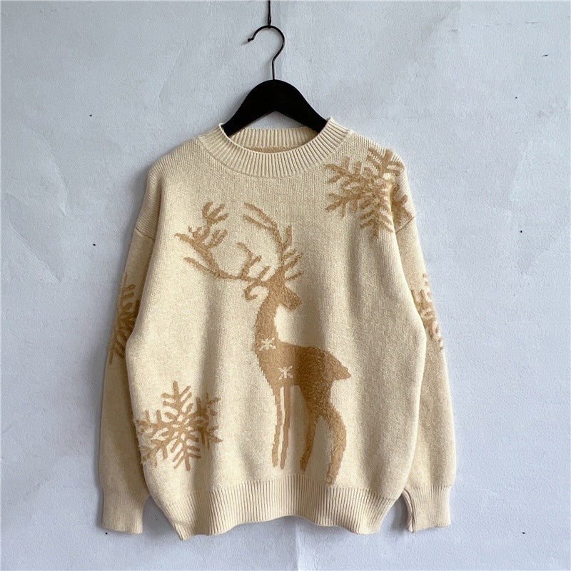 Round Neck Long Sleeve Knitted Christmas Sweater