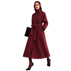 Double-breasted Long Wool Coat With Suit Collar