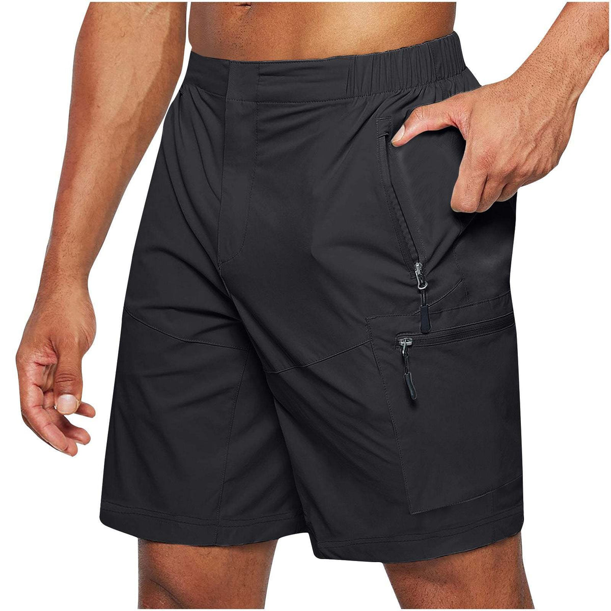 Men'S Casual Elastic Waist Strap Shorts Casual Fit Outdoor Long Shorts For Men Knee-Length Straight Leg Pants Shorts