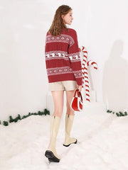 Christmas Knitted Jacquard Loose-fitting Sweater
