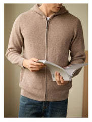 Men's 100 Pure Wool Hooded Cardigan And Sweaters
