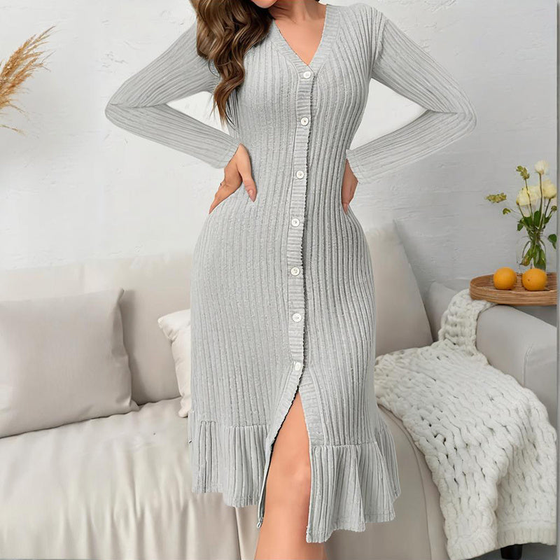 V-Neck Bodycon Midi Dresses