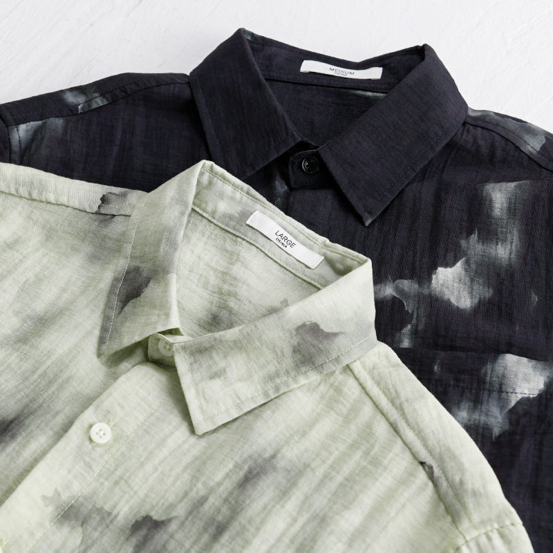 Cool Linen Printed Simple Short Sleeve Shirt