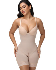 Tummy Control Bodysuit Low Back Built In Nipple Bra Shapewear