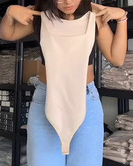 Comfortable Seamless Square Neck Sleeveless Thong Bodysuit