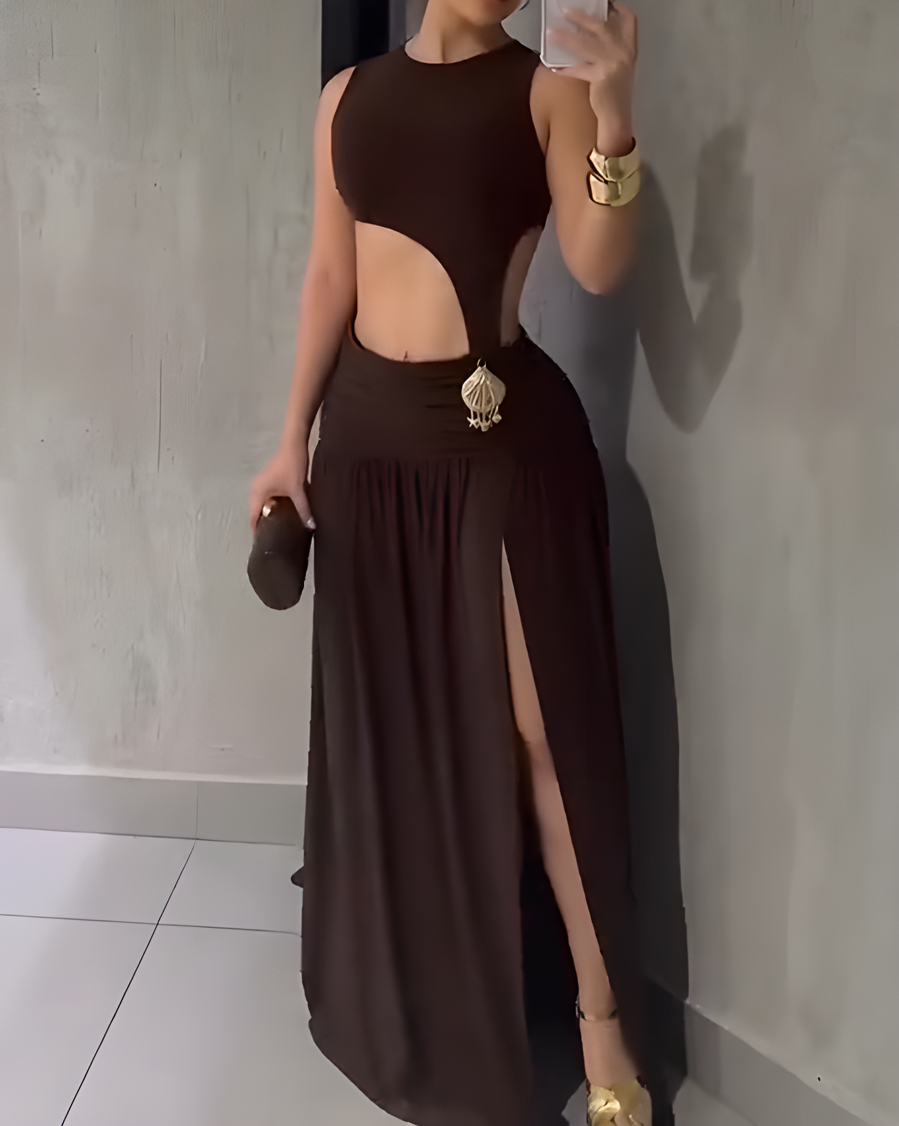 Sleeveless Backless Slit Dress