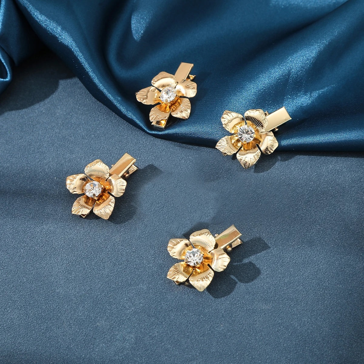 Amanda Rhinestone Flower Hairpins- 4PCS