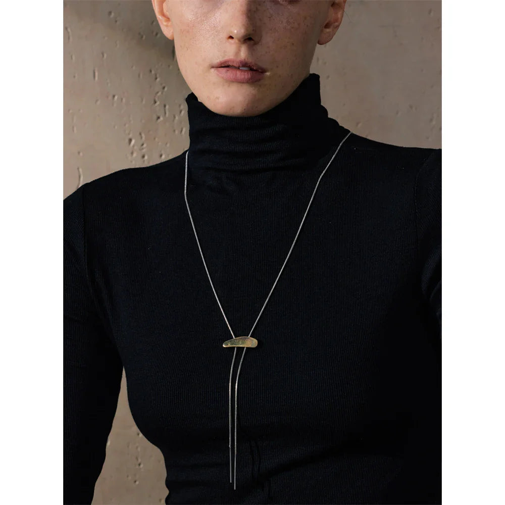 Gold Geometric Adjustable Long Bib Necklace