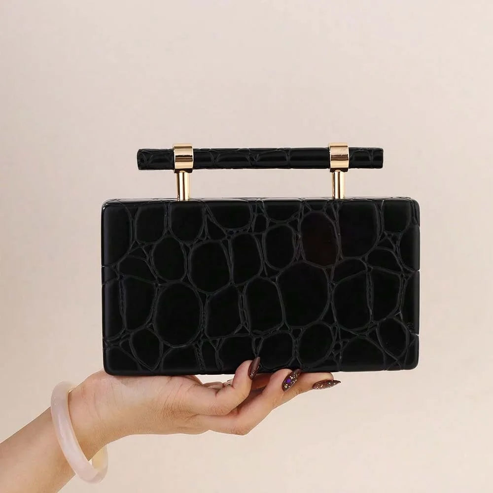 Aerie Pebble Bar Handle Evening Box Clutch