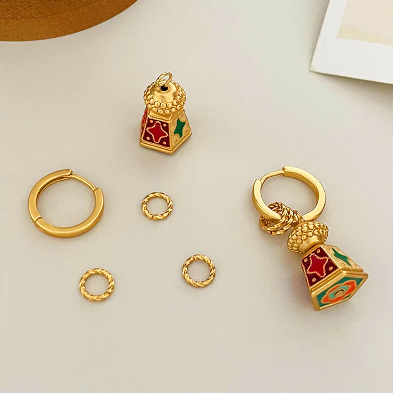 Amara Enamel Lantern Hoop Earrings