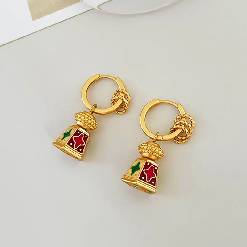 Amara Enamel Lantern Hoop Earrings