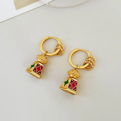 Amara Enamel Lantern Hoop Earrings