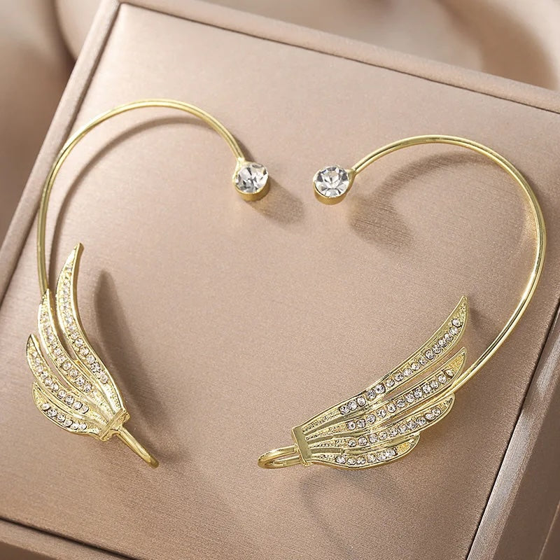 Angel Wing Crystal Ear Cuff Earrings