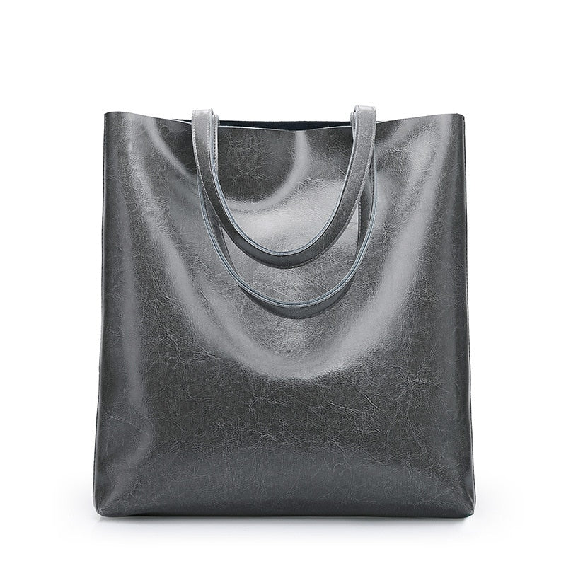 Anika Genuine Leather Shopper Tote Bags - 6 Colors