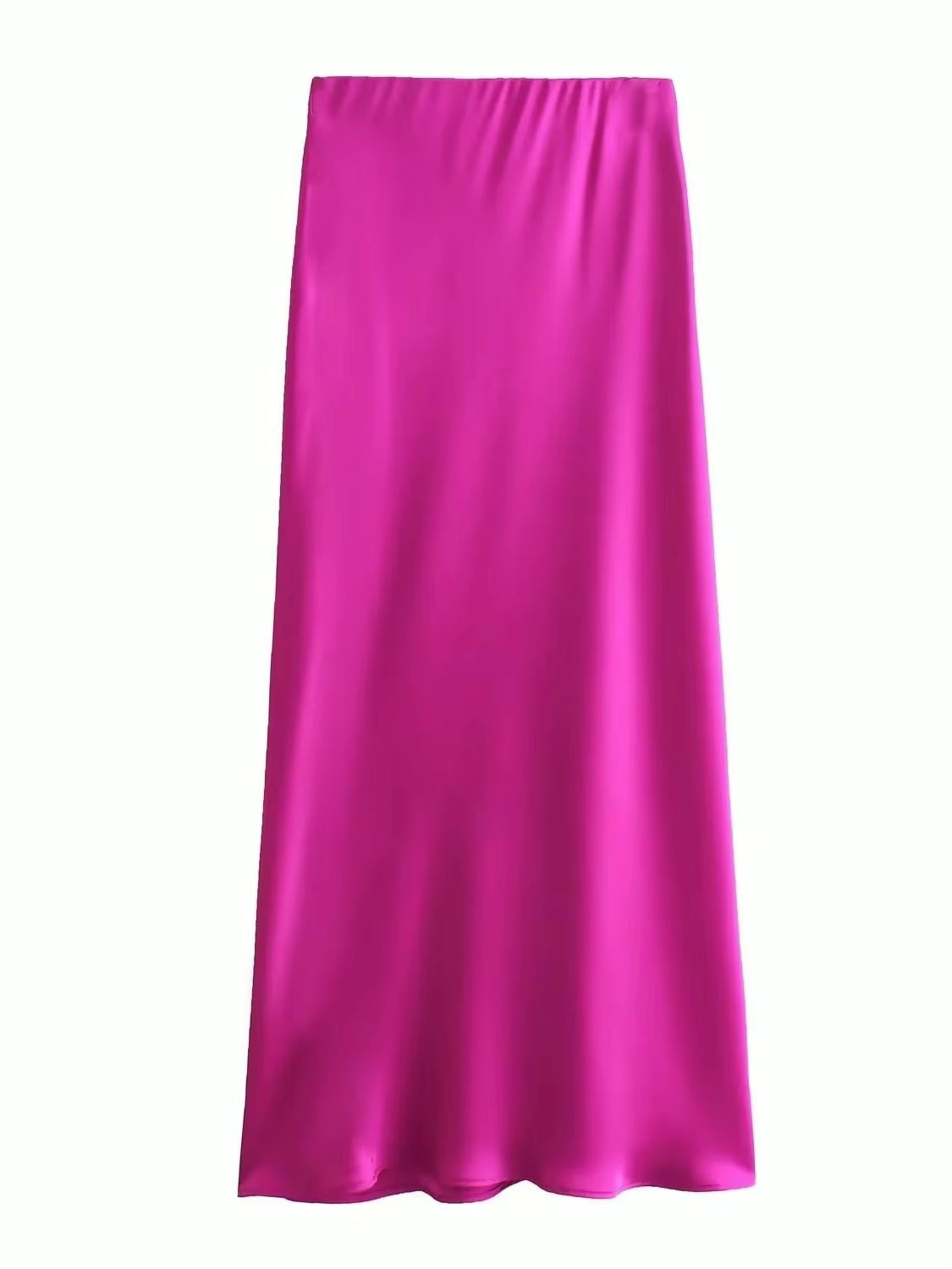 Anna Elegant Basic Maxi Satin Skirts