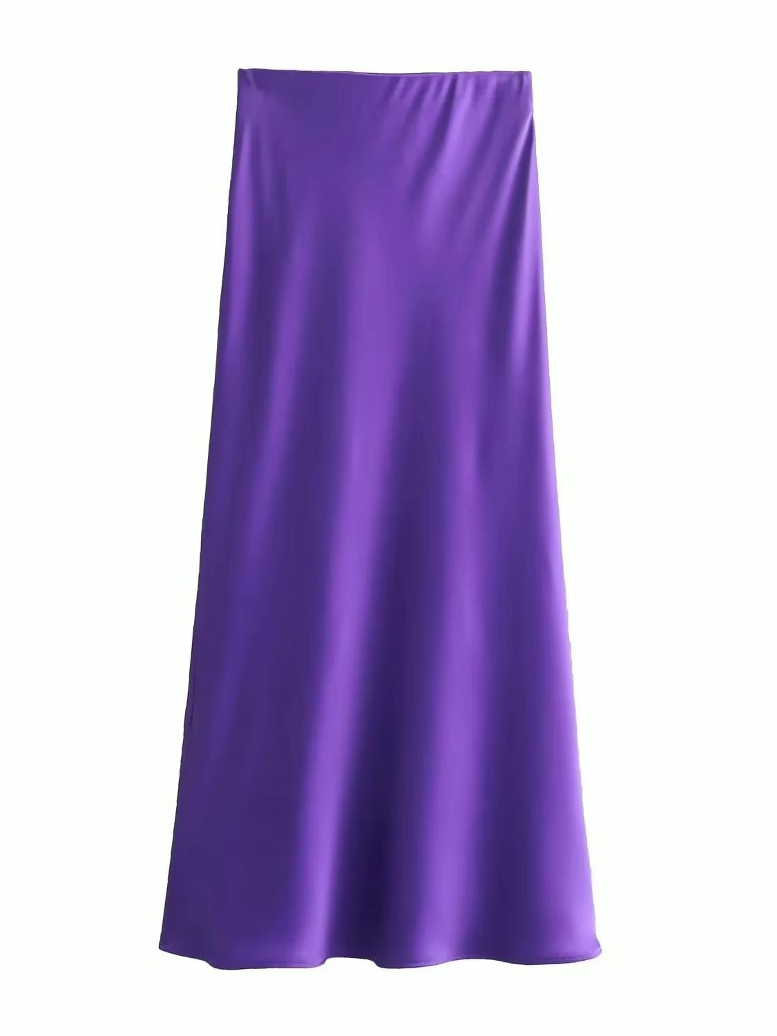 Anna Elegant Basic Maxi Satin Skirts
