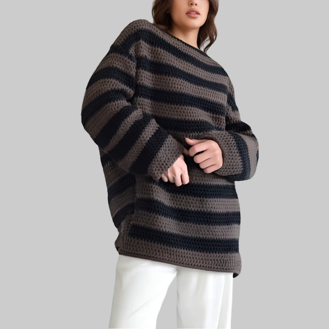 Anneli Striped Knit Oversized Sweater