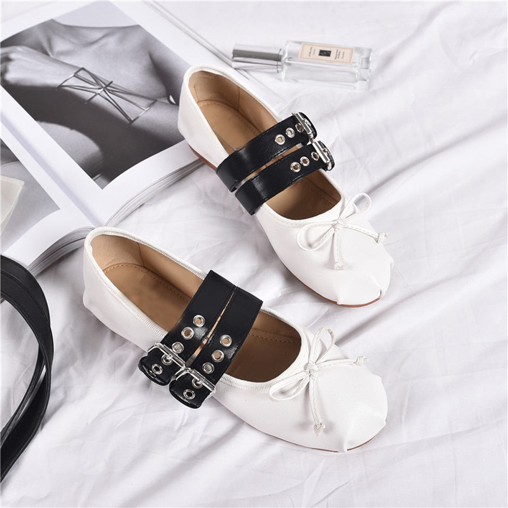 Aurelia Buckle Strap Ballet Flats - Black 39 / US 8-8.5
