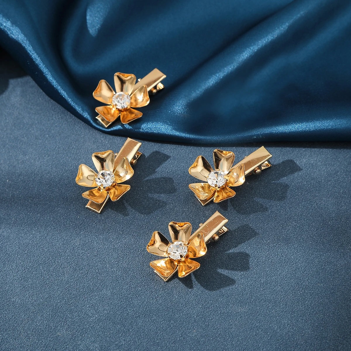 Amanda Rhinestone Flower Hairpins- 4PCS