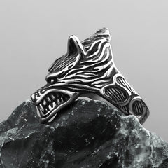 Barking Wolf Head Ring