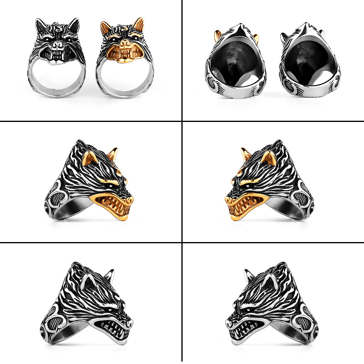 Barking Wolf Head Ring
