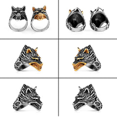 Barking Wolf Head Ring