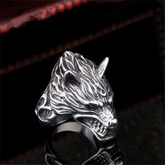 Barking Wolf Head Ring