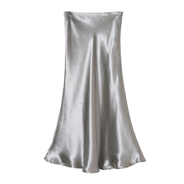 Bella Textured Satin Midi Skirt - Gold S/M (US XS/S) - SALE