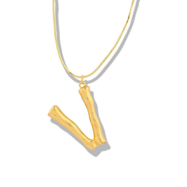 Big Metal Bamboo Alphabet Necklaces