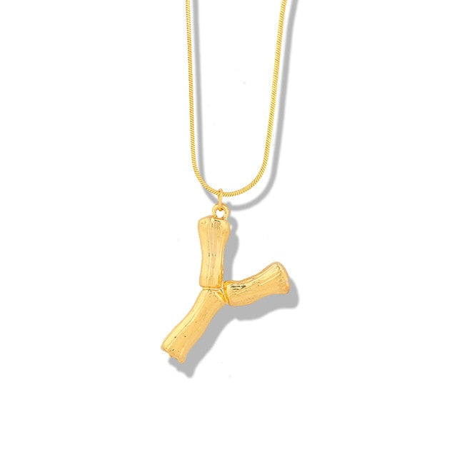 Big Metal Bamboo Alphabet Necklaces