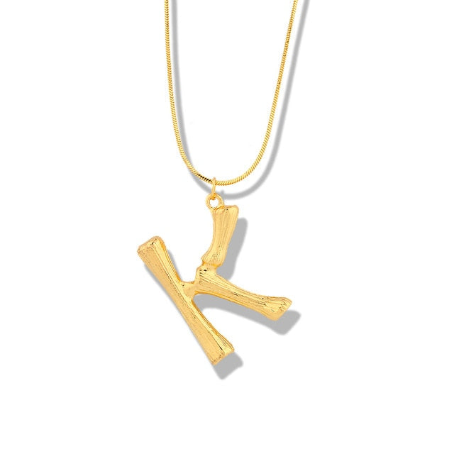 Big Metal Bamboo Alphabet Necklaces