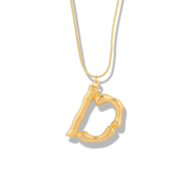 Big Metal Bamboo Alphabet Necklaces