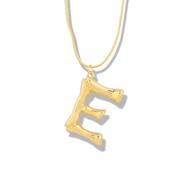 Big Metal Bamboo Alphabet Necklaces
