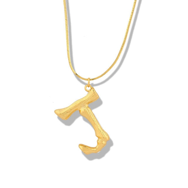 Big Metal Bamboo Alphabet Necklaces