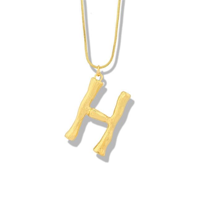 Big Metal Bamboo Alphabet Necklaces