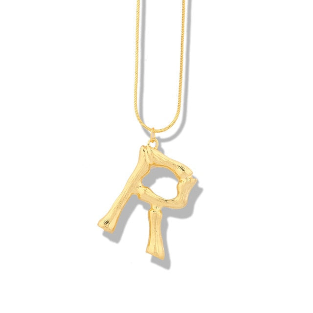 Big Metal Bamboo Alphabet Necklaces