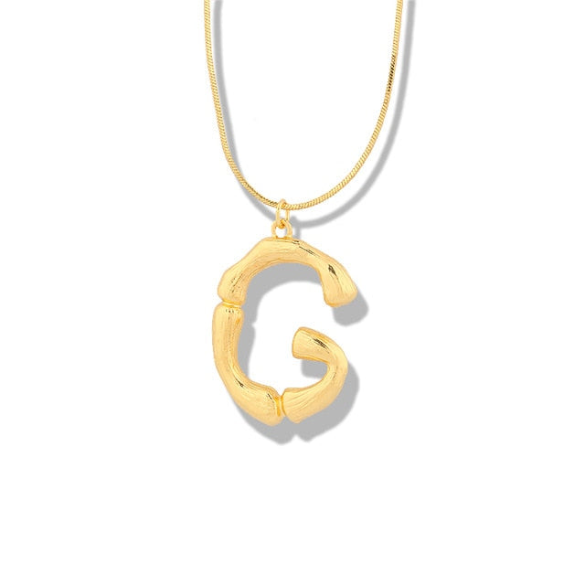 Big Metal Bamboo Alphabet Necklaces